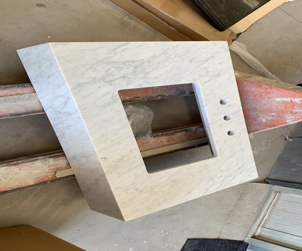 48"Natural Carrara White marble vanity top with side panels
